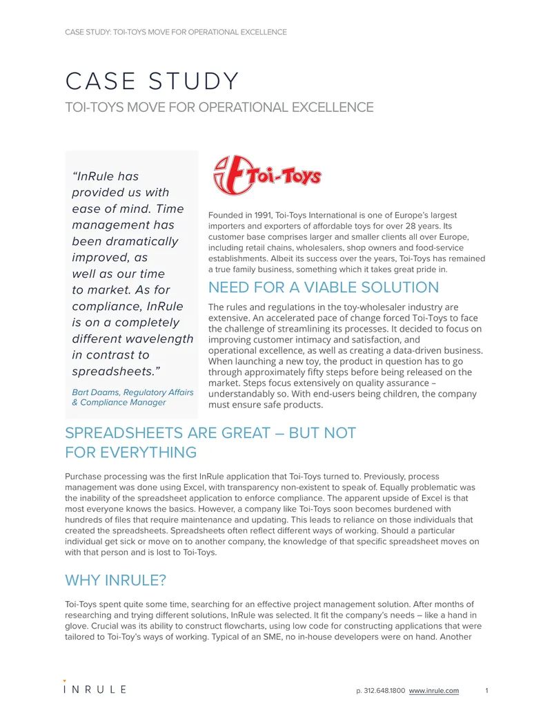 Toi-Toys Case Study on Operational Excellence