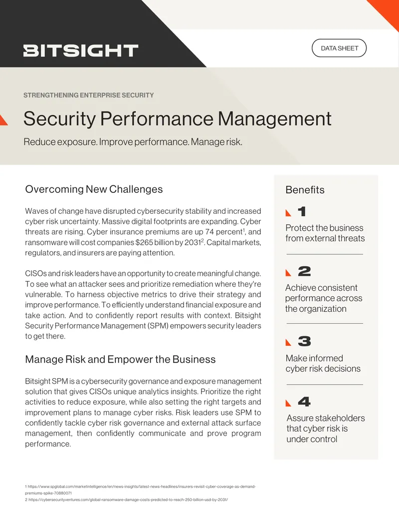 Cybersecurity Performance Management Data Sheet