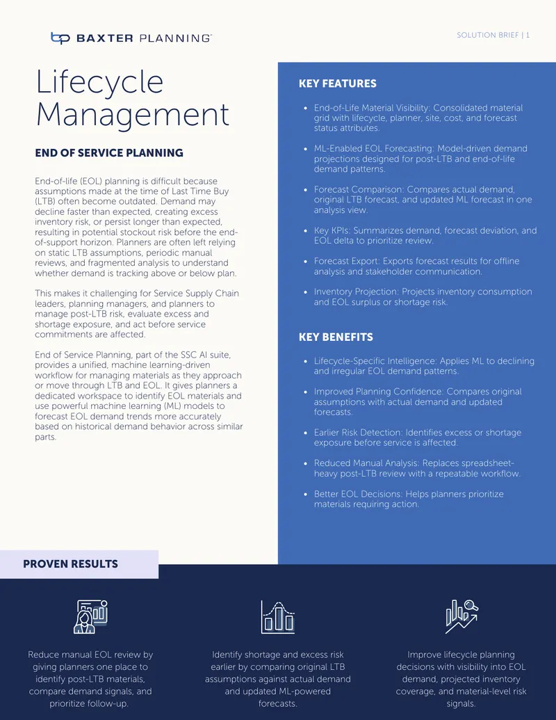 End of Service Planning Solution Brief