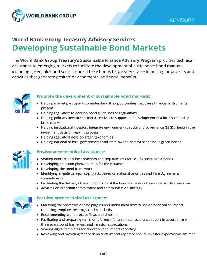 World Bank Group Sustainable Bond Markets Advisory