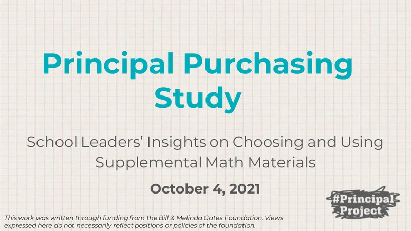 Principal Purchasing Study on Supplemental Math Materials