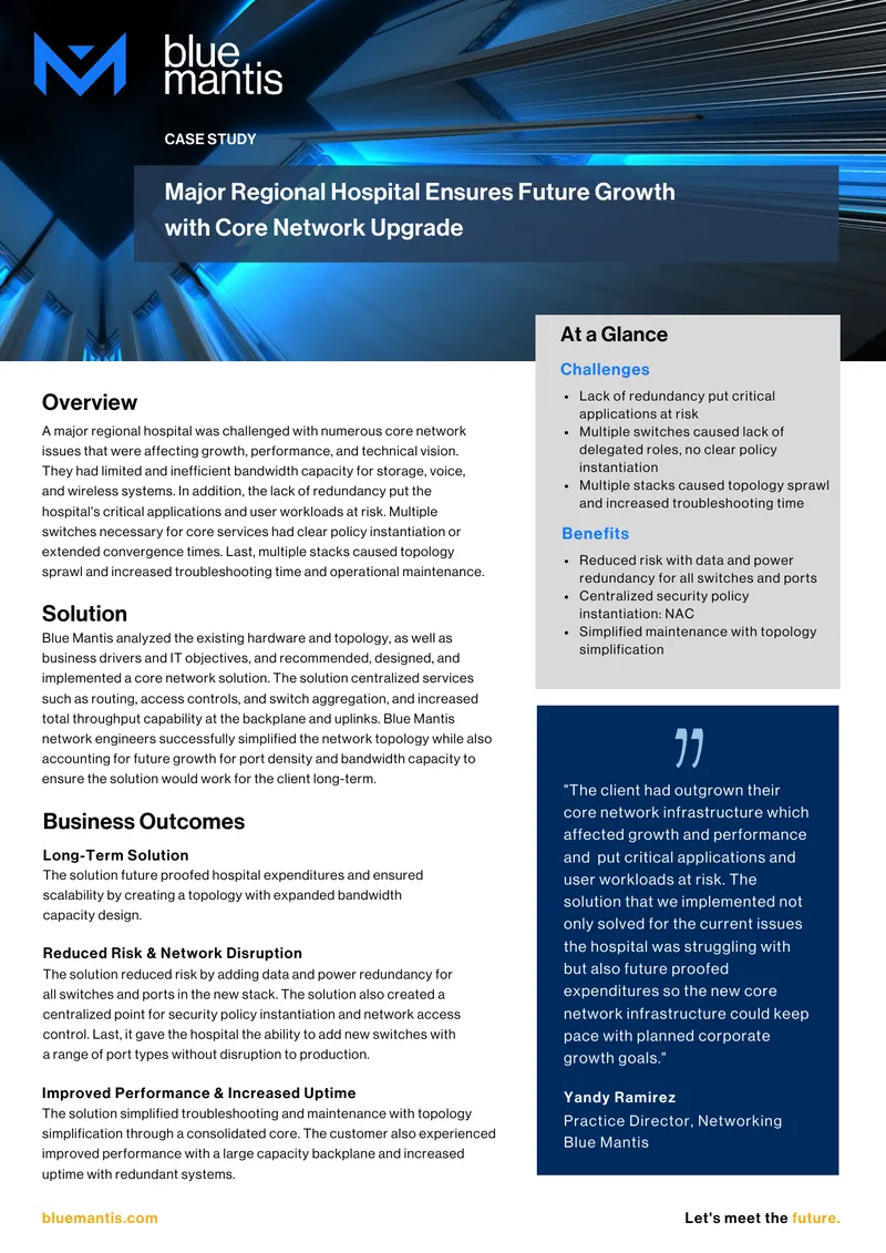 Major Regional Hospital Core Network Upgrade Case Study