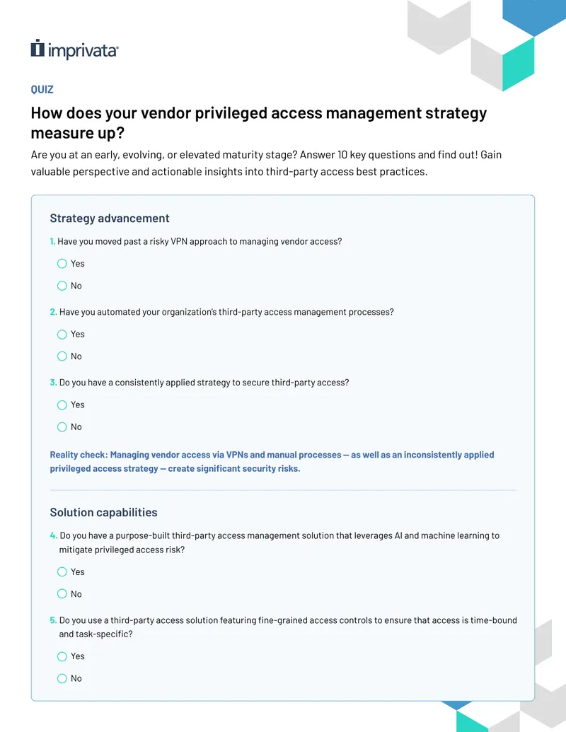 Vendor Privileged Access Management Maturity Quiz
