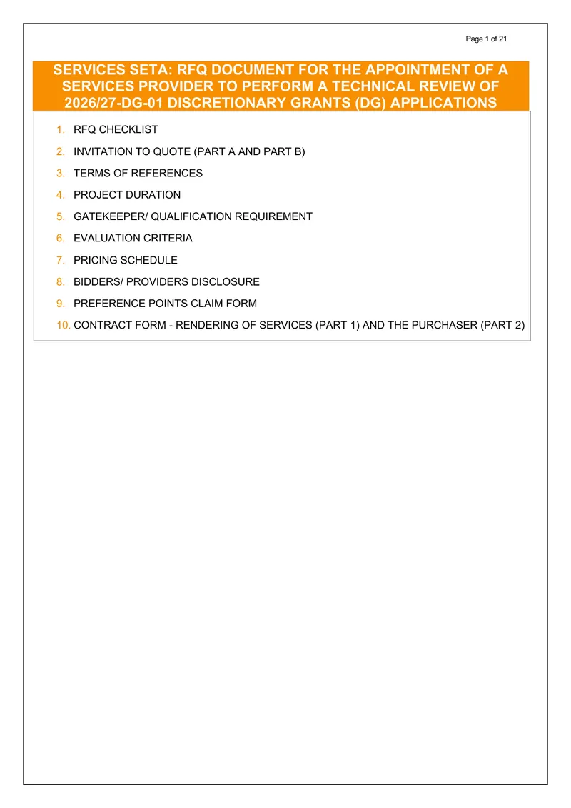 Technical Review of Discretionary Grants Applications
