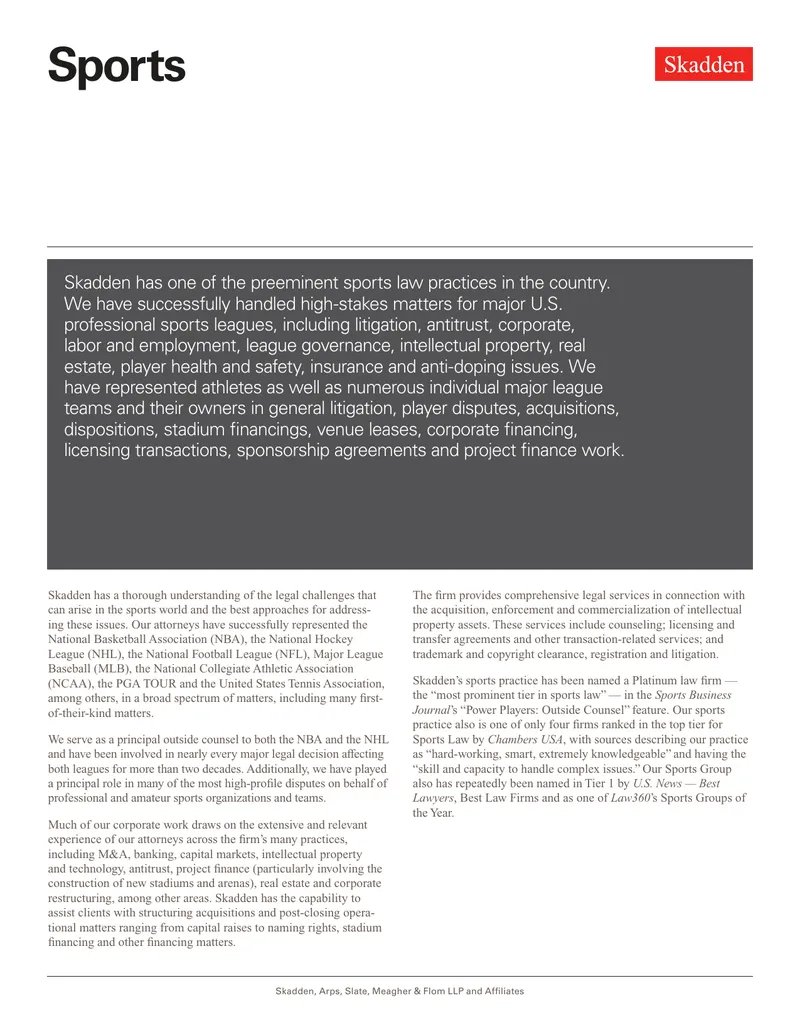 Legal Services in Sports Law and Representation