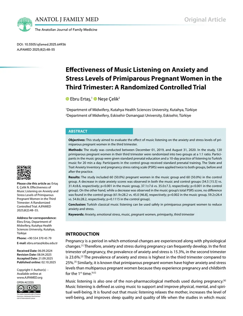 Effectiveness of Music Listening on Anxiety and Stress Levels
