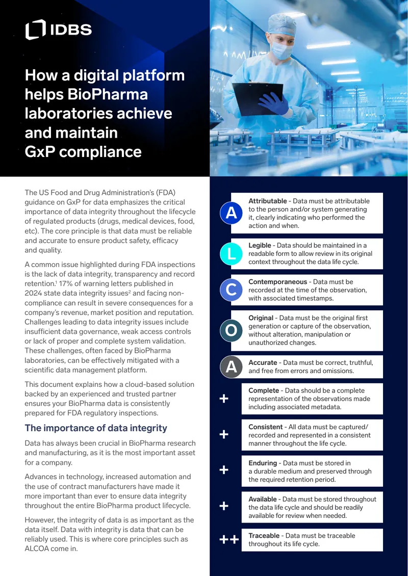 Digital Platform for GxP Compliance in BioPharma