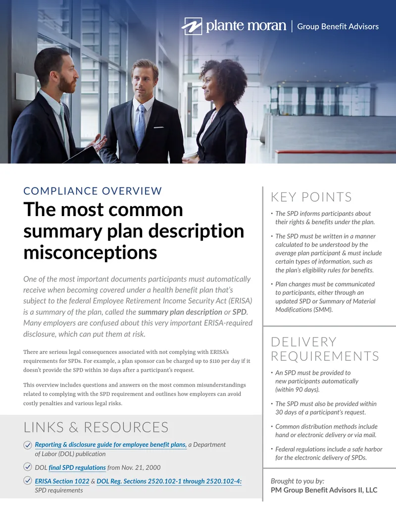 Summary Plan Description Compliance Guidelines