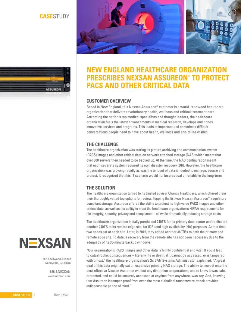 Nexsan Assureon Implementation in Healthcare Data Protection