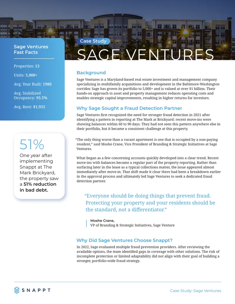 Case Study on Sage Ventures Fraud Detection Partnership