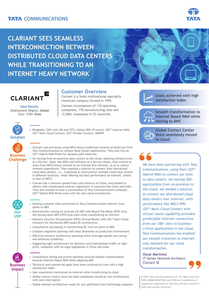 Clariant's Transition to Internet-Based WAN Architecture