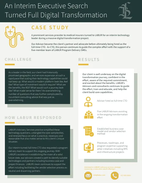 Interim Executive Search and Digital Transformation Case Study
