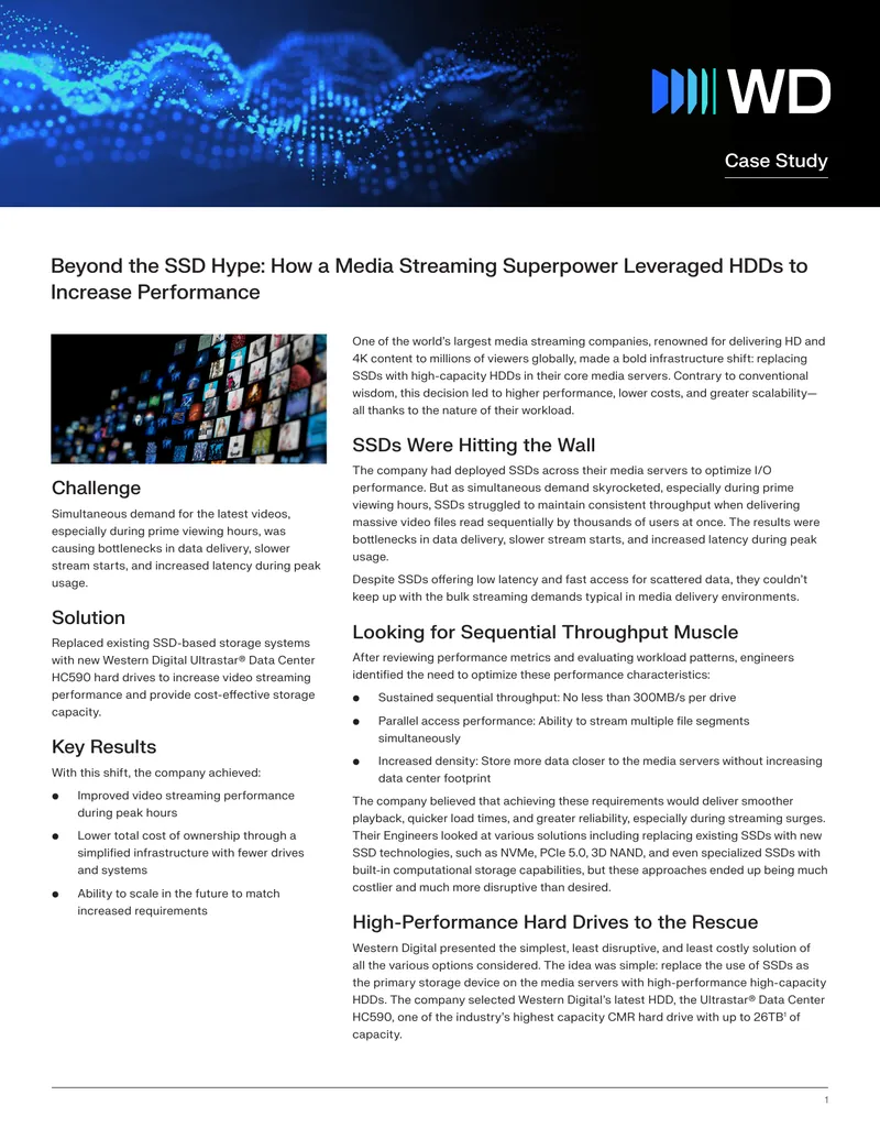 Media Streaming Company Case Study on HDD Implementation