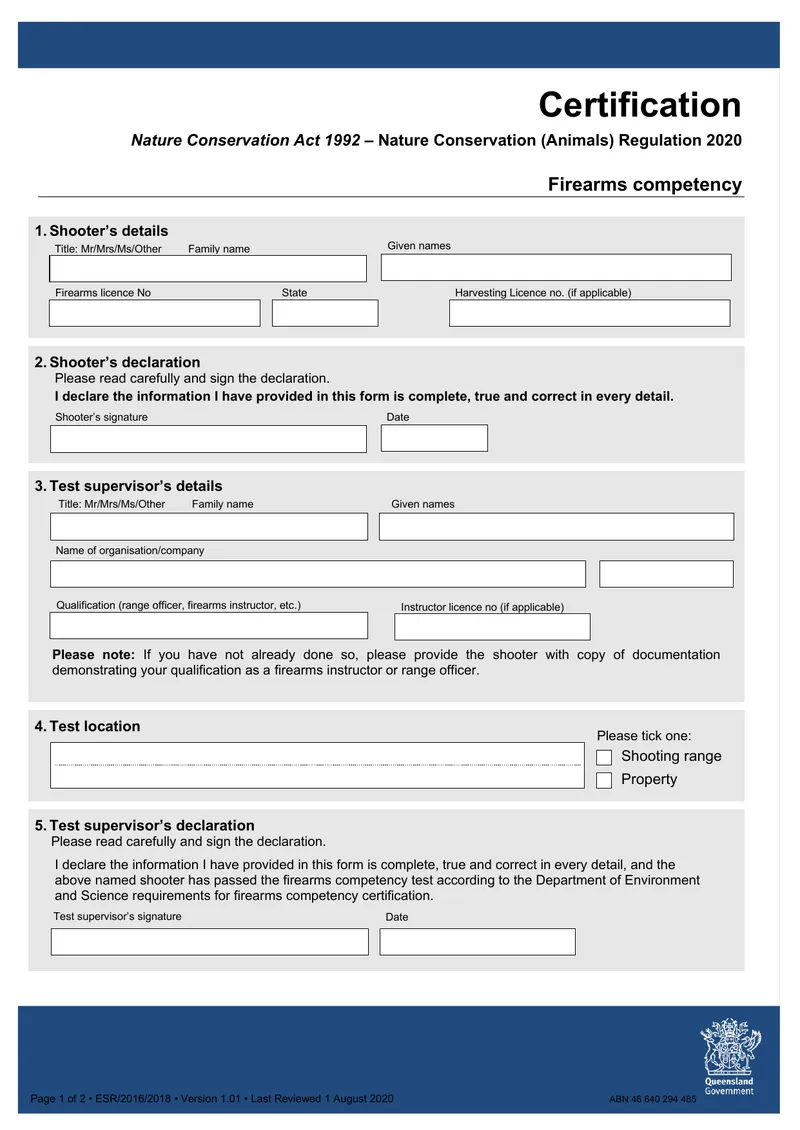 Firearms Competency Certification Guidelines