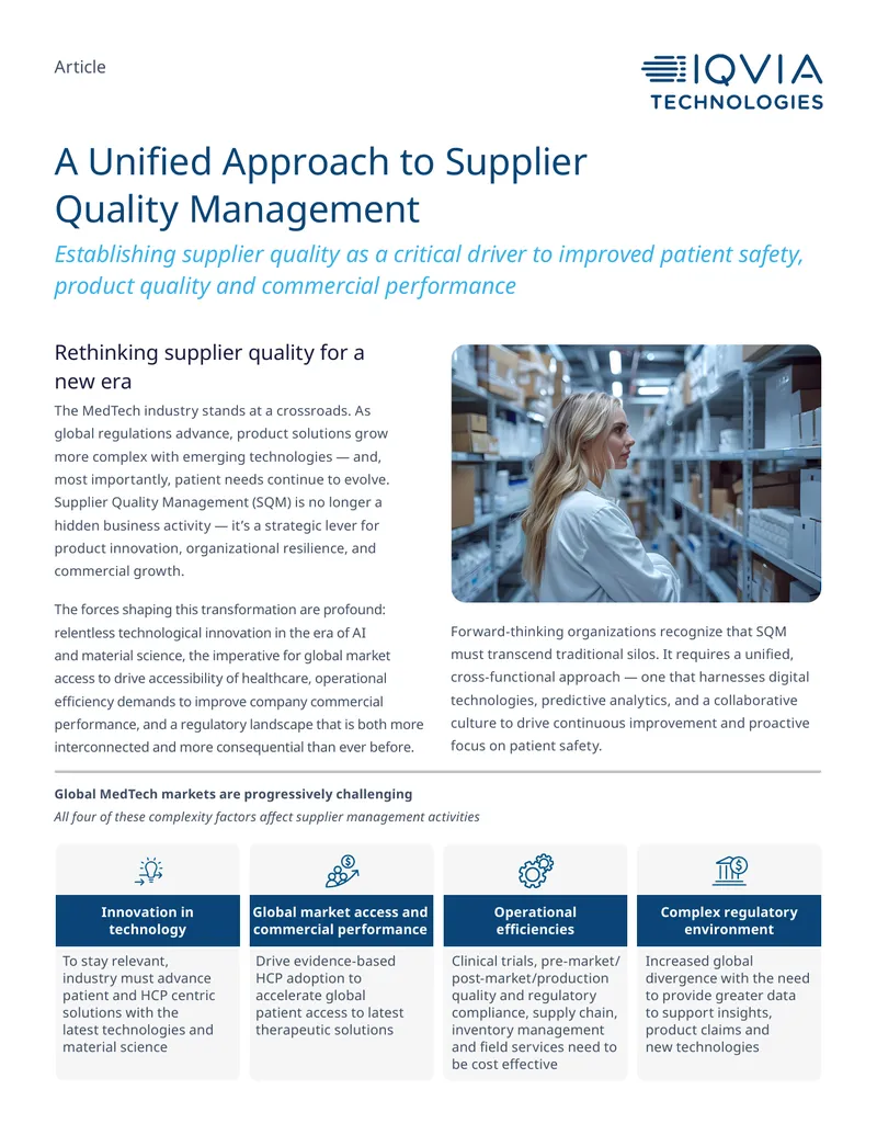 Unified Approach to Supplier Quality Management