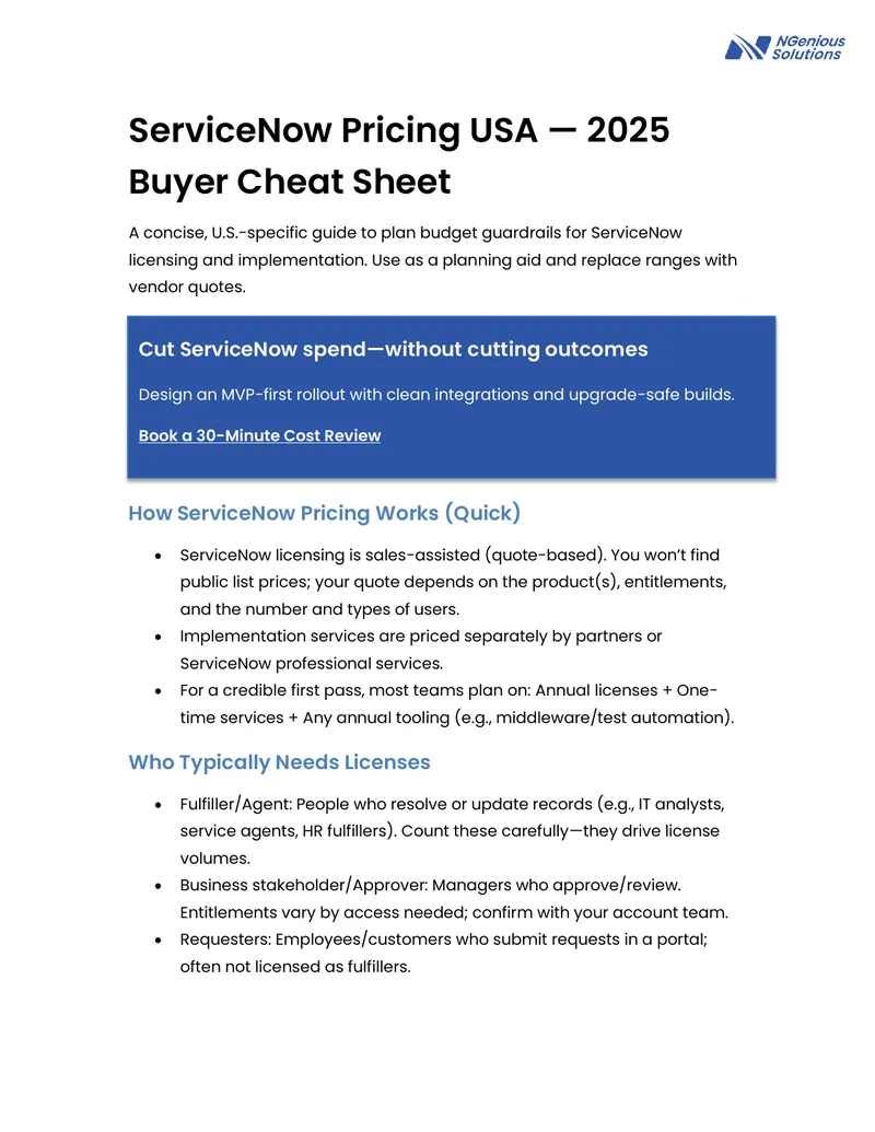 ServiceNow Pricing Guide for 2025