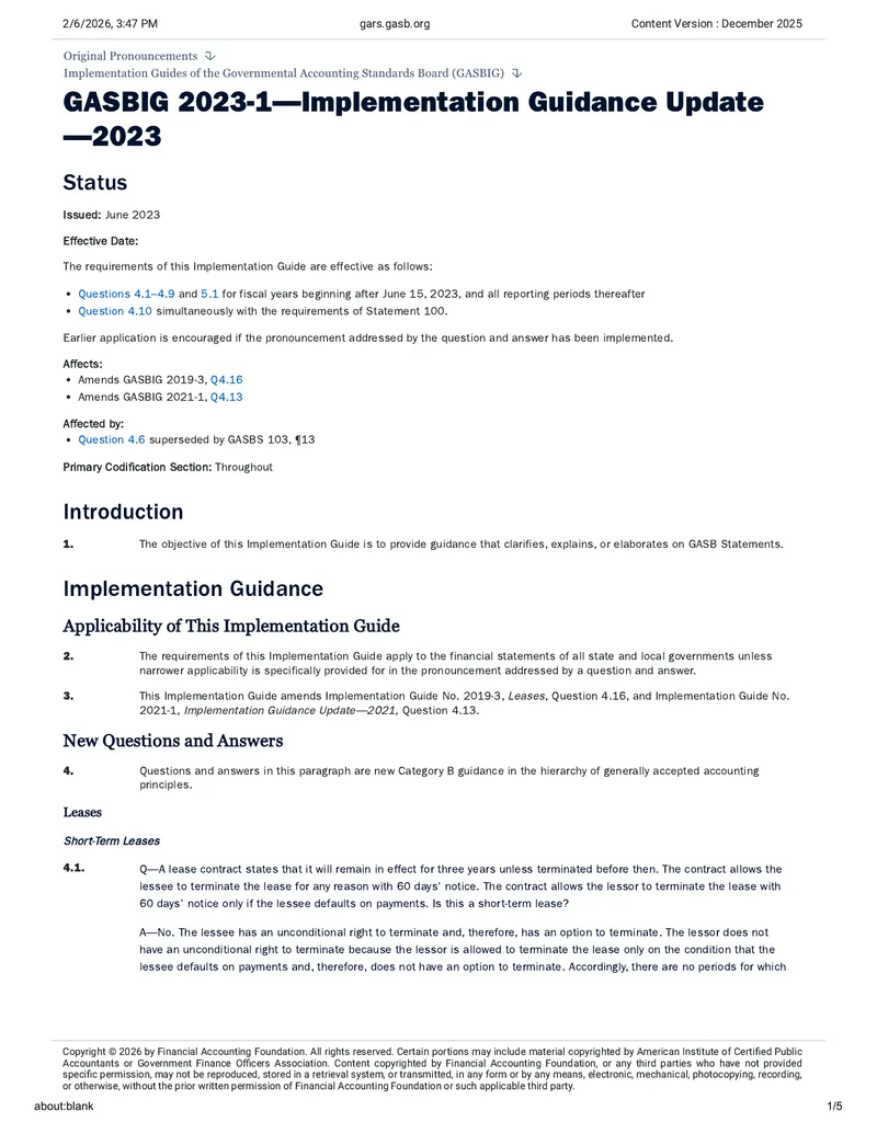 GASBIG 2023-1 Implementation Guidance Update