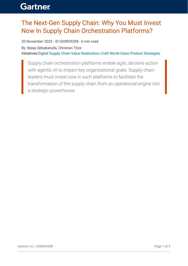 Next-Generation Supply Chain Orchestration Platforms