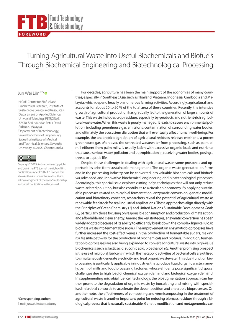 Turning Agricultural Waste into Useful Biochemicals and Biofuels