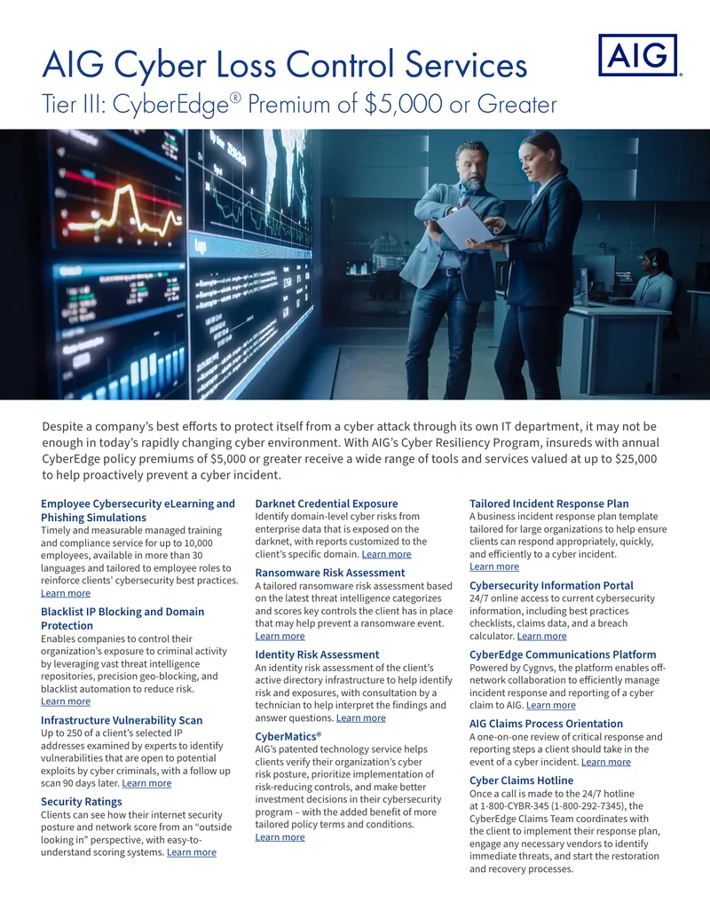 AIG Cyber Loss Control Services Overview