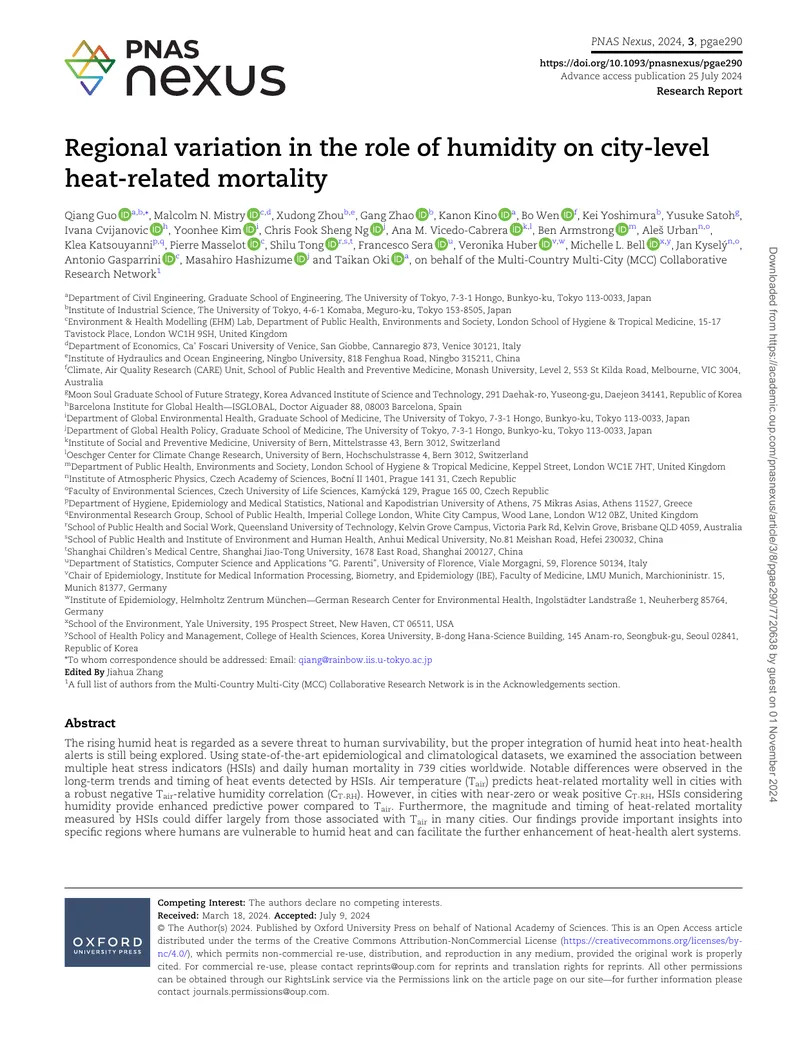 Regional Variation in Humidity and Heat-Related Mortality