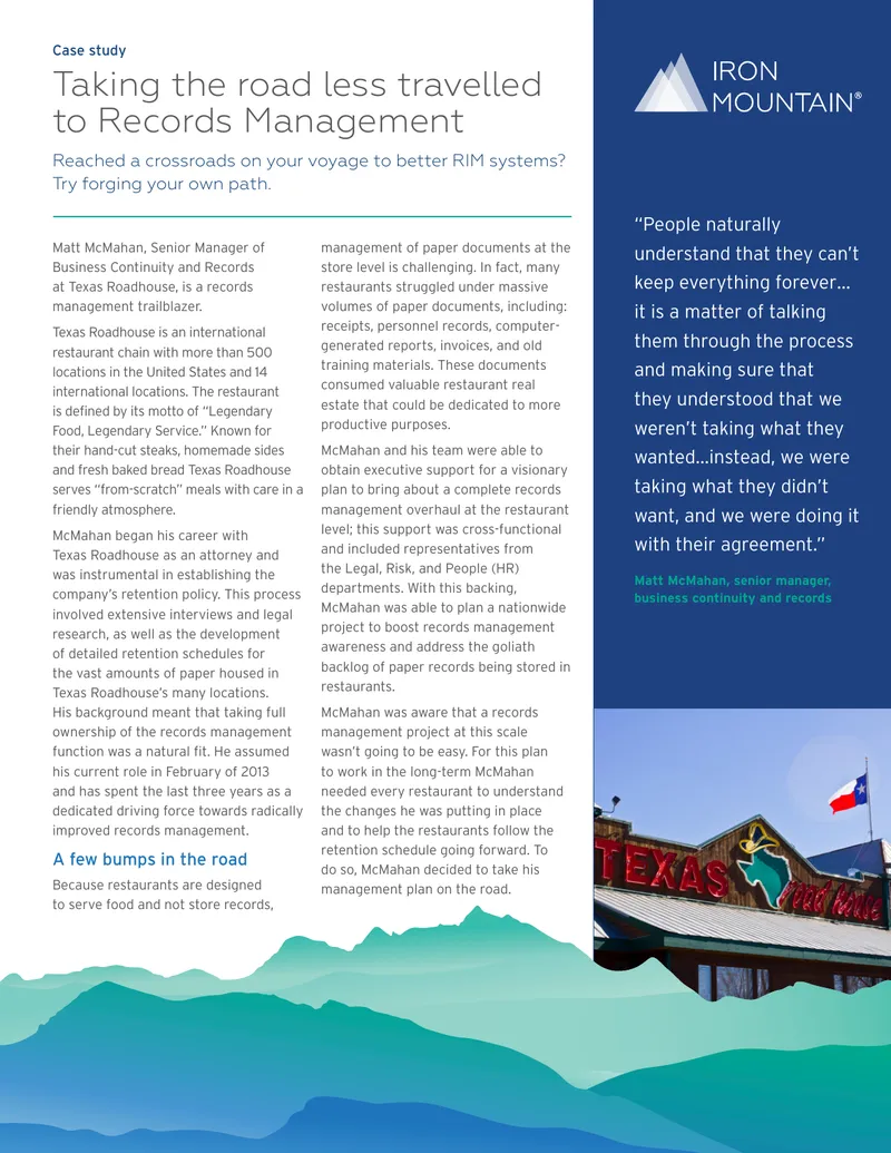 Texas Roadhouse Records Management Case Study