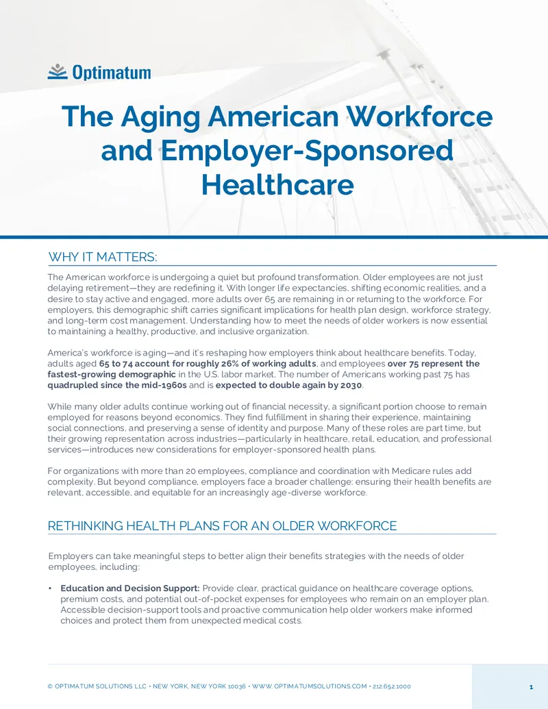 Employer-Sponsored Healthcare for an Aging Workforce