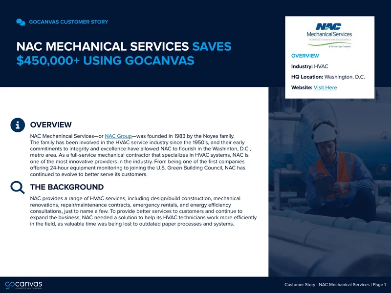 NAC Mechanical Services Case Study on GoCanvas Adoption