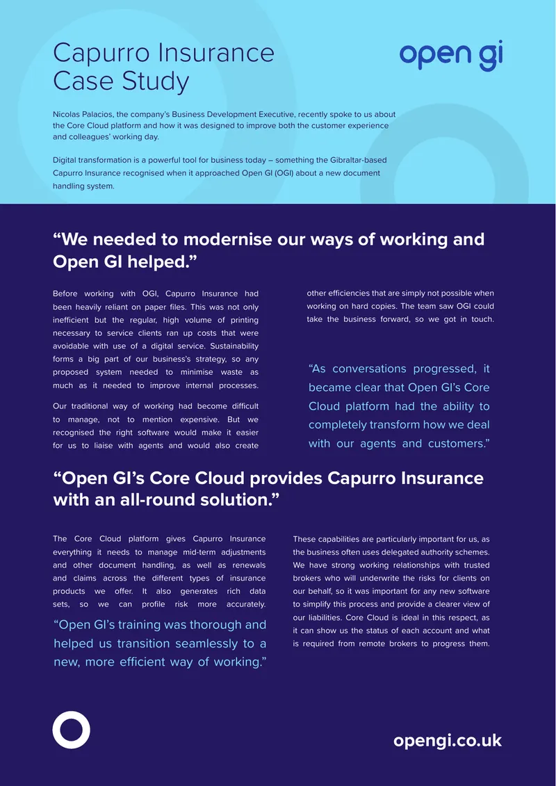 Capurro Insurance Core Cloud Implementation Case Study