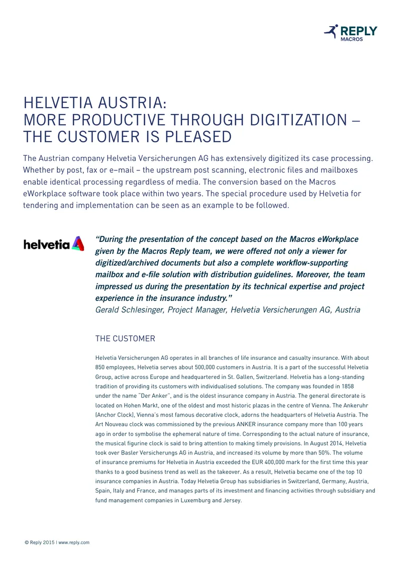 Helvetia Versicherungen AG Digital Transformation Case Study