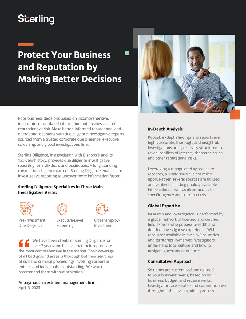 Due Diligence Investigative Reporting Overview