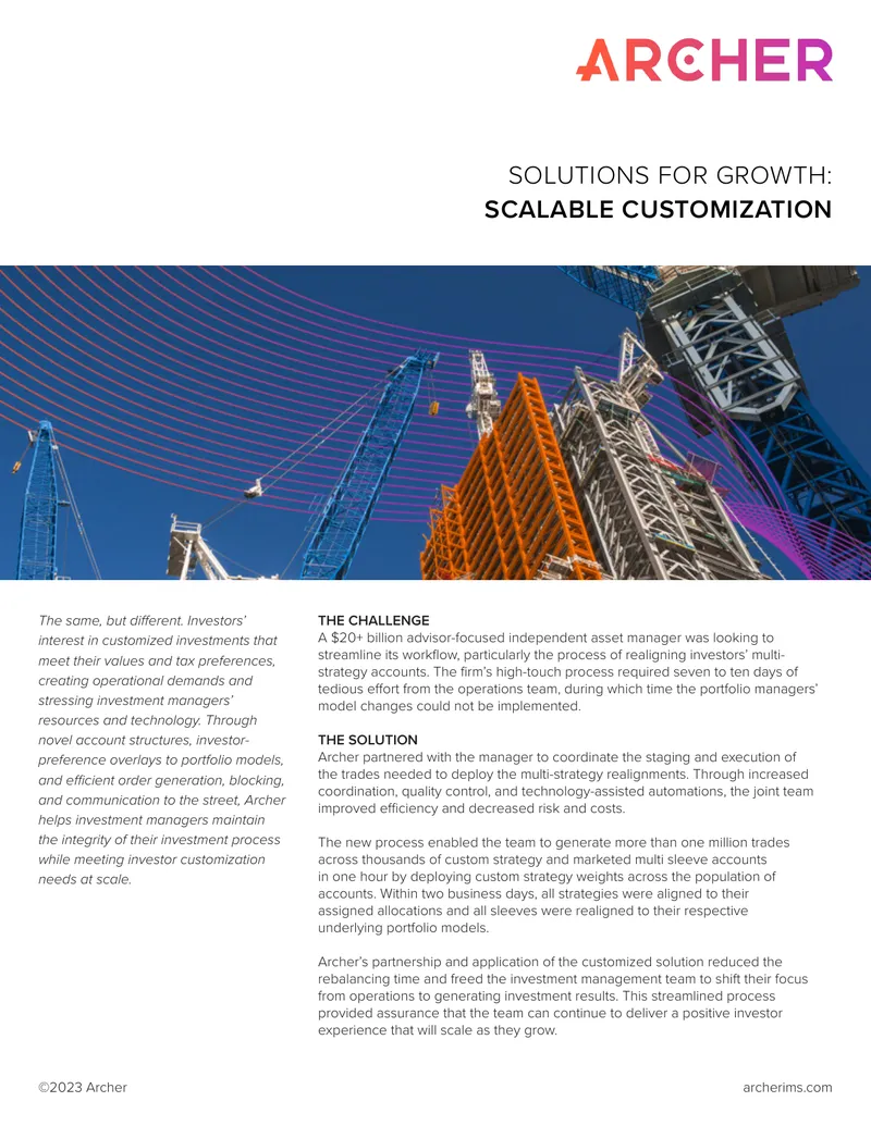 Customized Investment Management Workflow Optimization