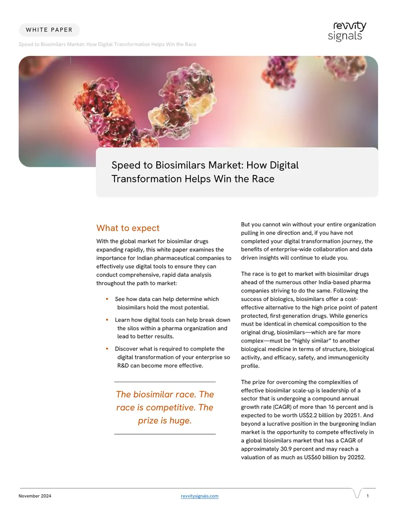 Speed to Biosimilars Market Digital Transformation Insights