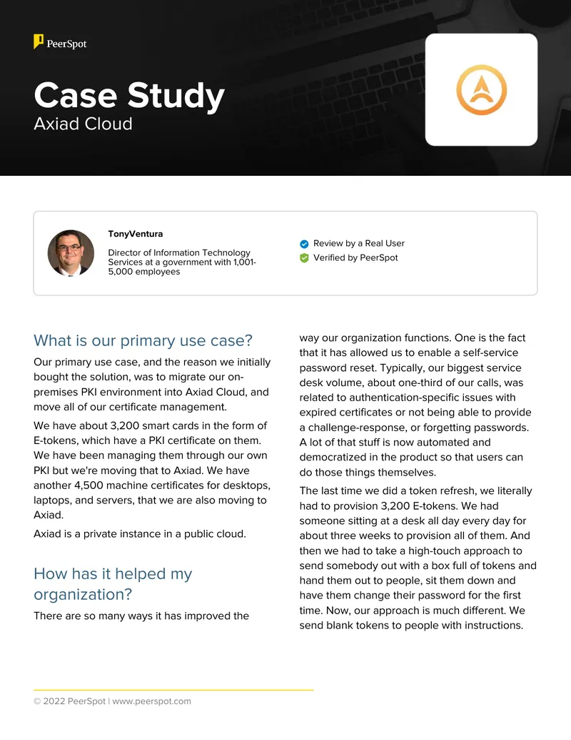Axiad Cloud Case Study for PKI Migration