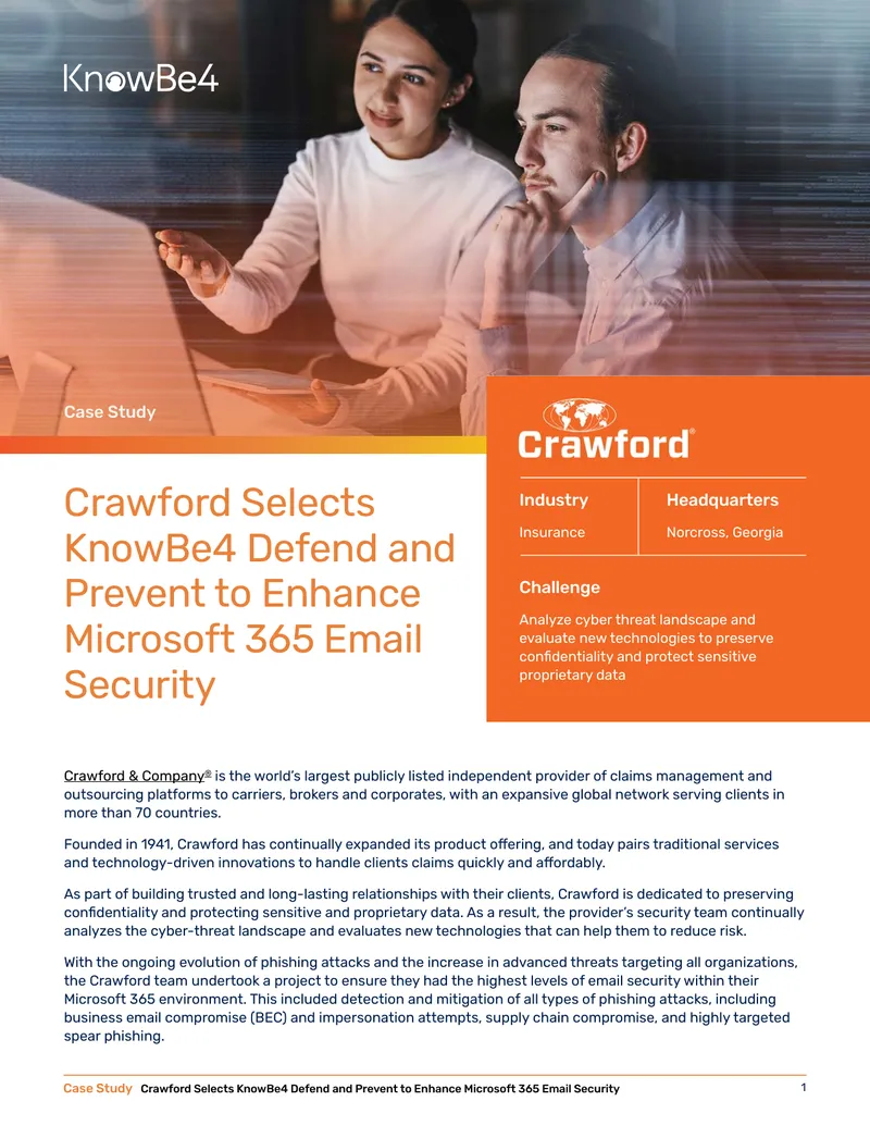 Crawford Selects KnowBe4 Defend and Prevent for Email Security