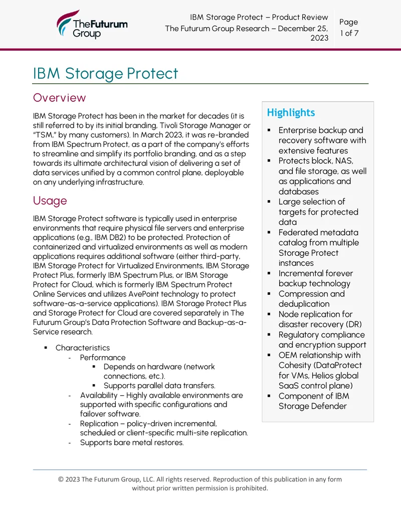 IBM Storage Protect Product Review