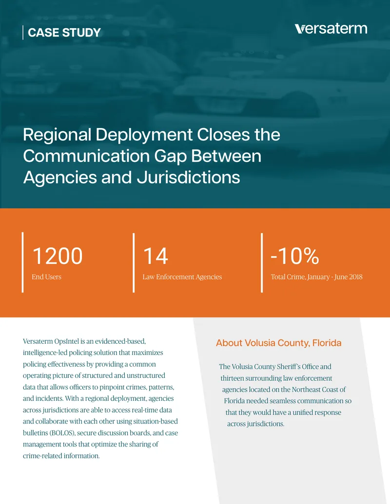Regional Deployment of Versaterm OpsIntel Case Study