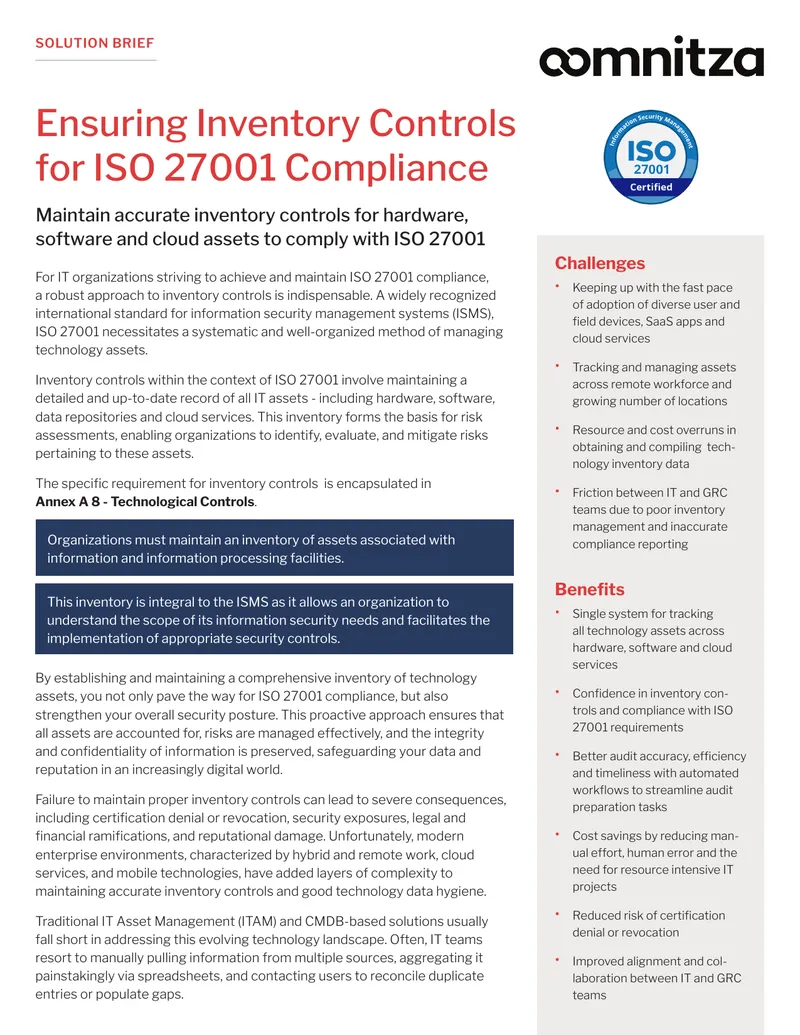 Inventory Controls for ISO 27001 Compliance