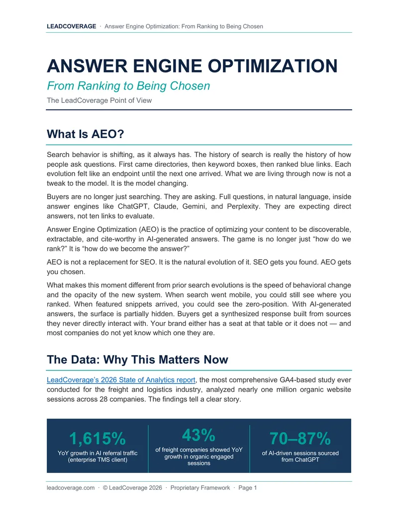 Answer Engine Optimization Framework for Businesses