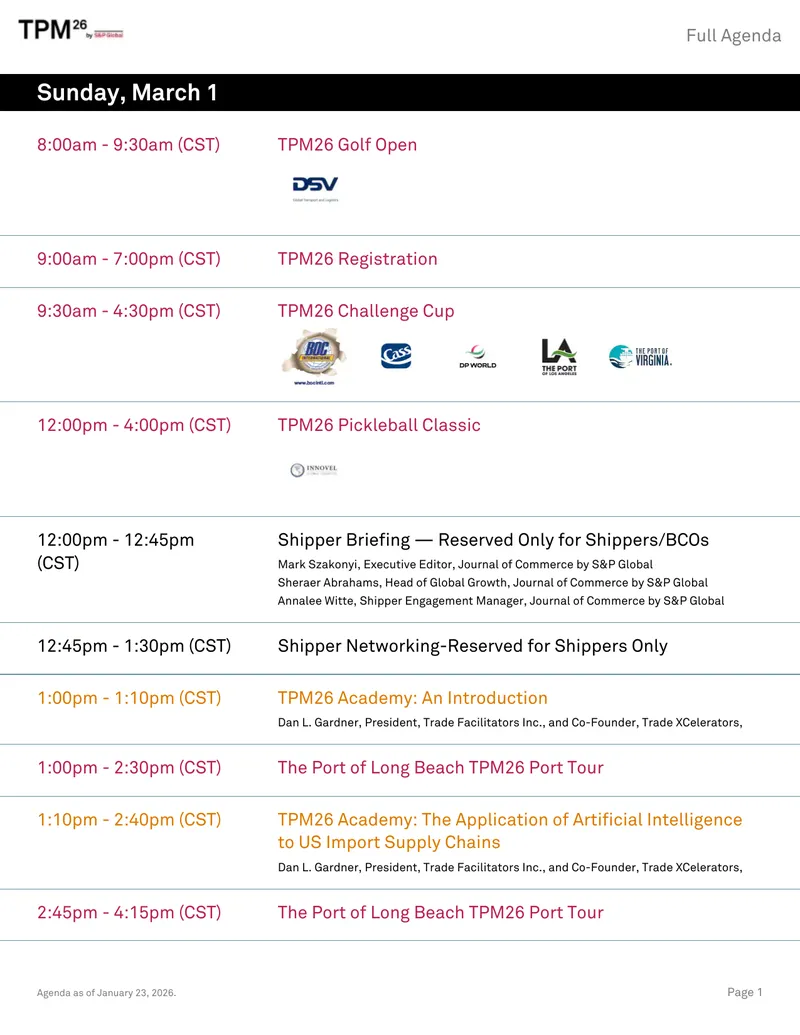 TPM26 Conference Agenda for March 2026