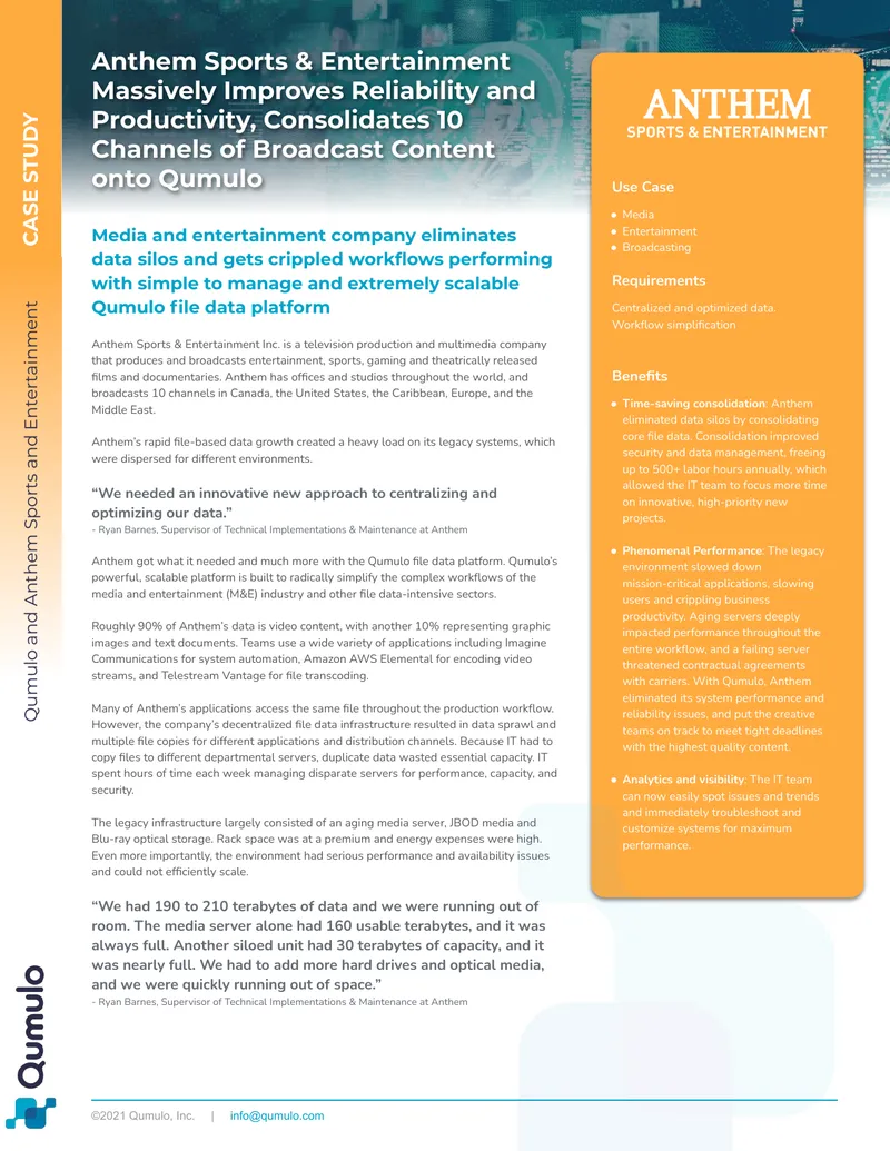 Anthem Sports and Entertainment Case Study preview page 1