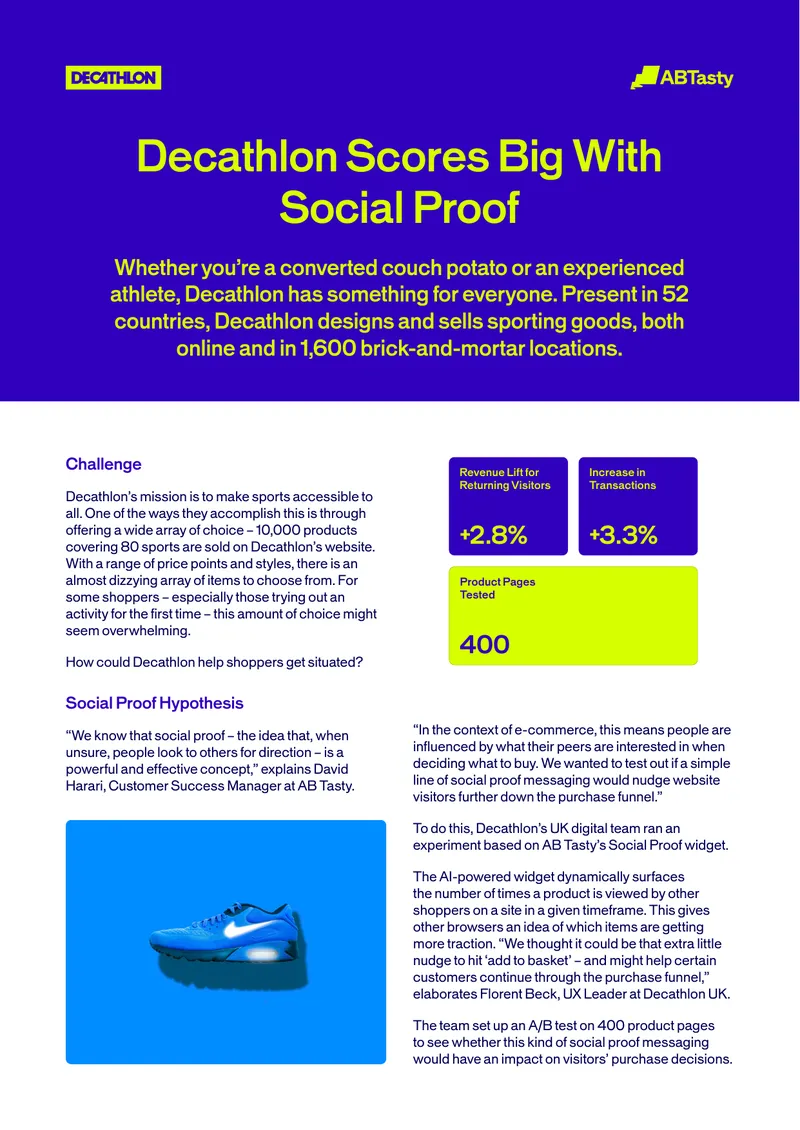 Decathlon's Use of Social Proof in E-commerce