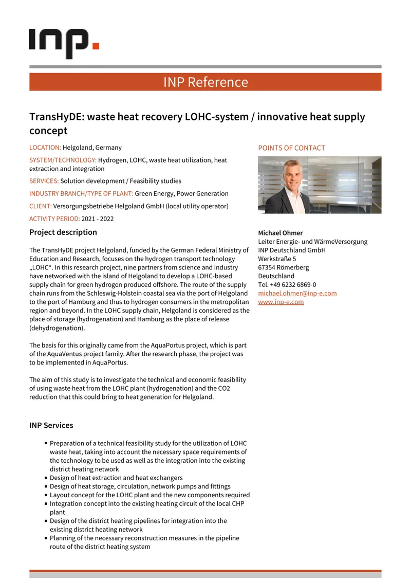 TransHyDE Project on LOHC Waste Heat Recovery