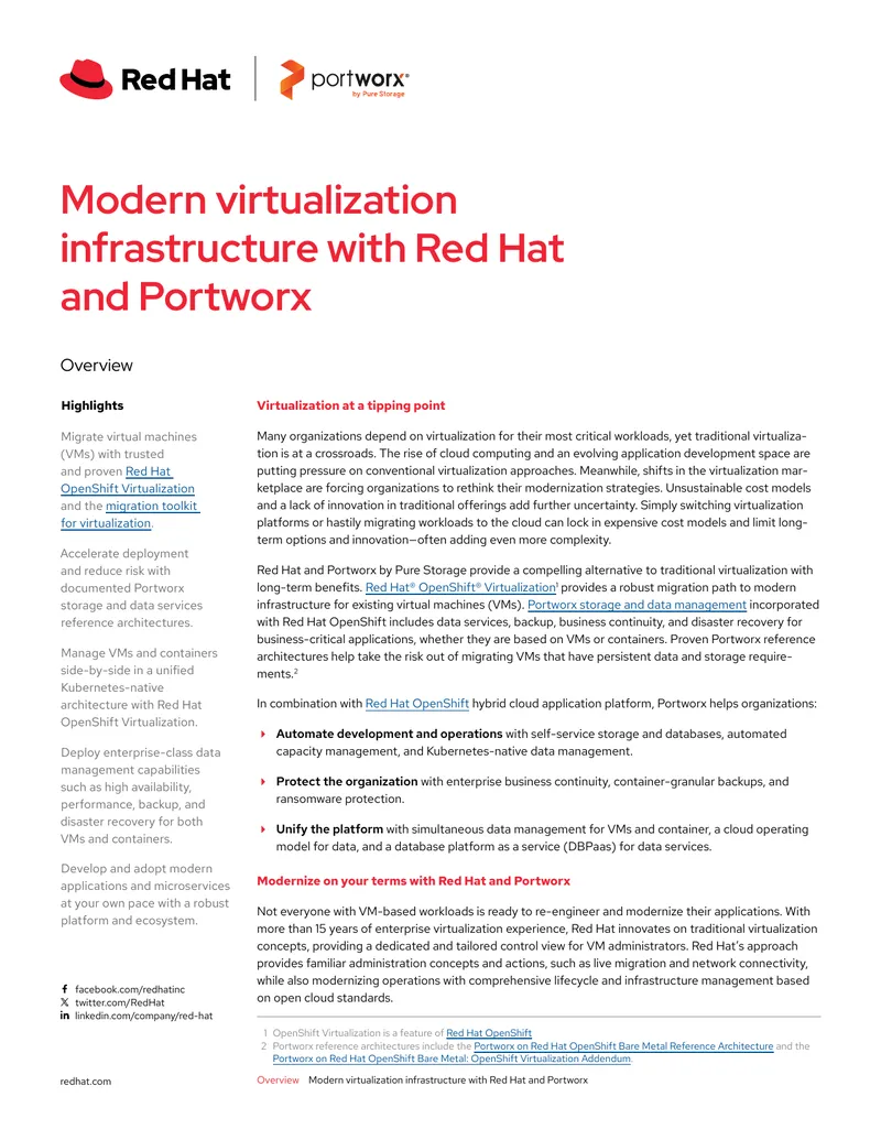 Modern Virtualization Infrastructure with Red Hat and Portworx