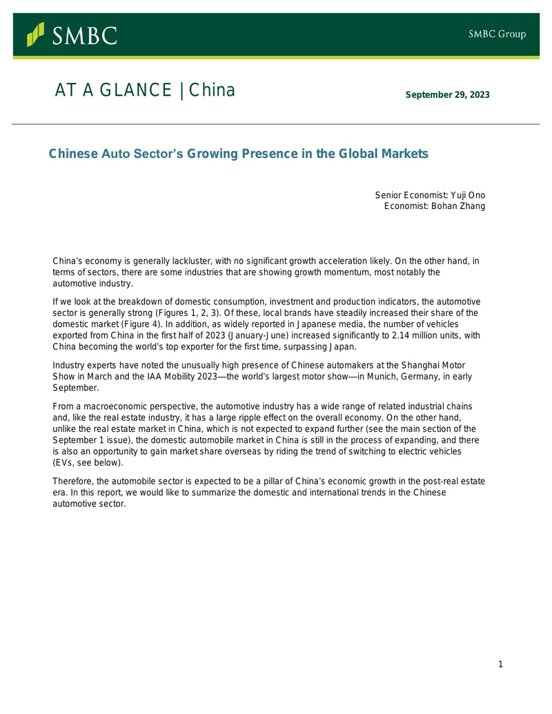 Chinese Automotive Sector's Global Market Expansion
