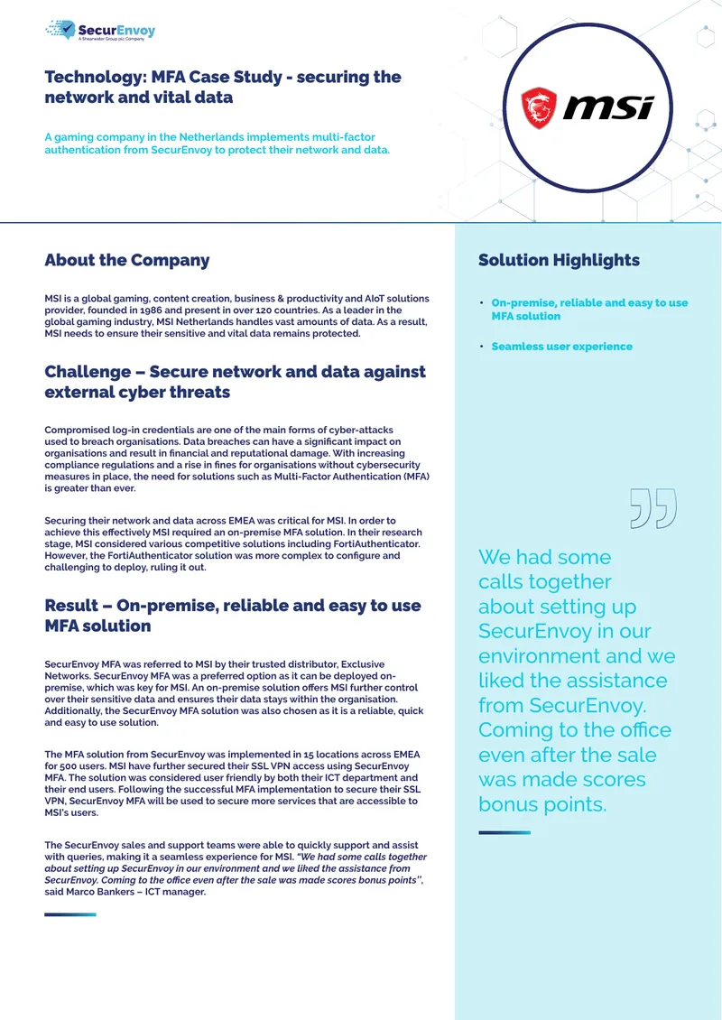Multi-Factor Authentication Implementation Case Study