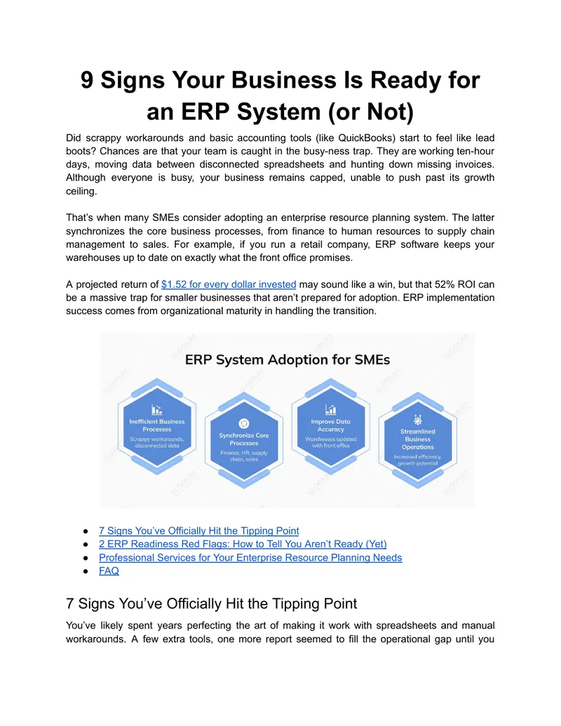 Signs Indicating ERP System Readiness