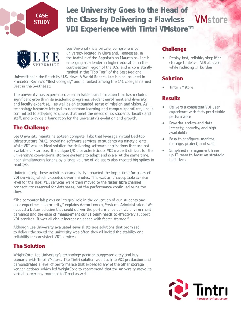Lee University VDI Experience Case Study
