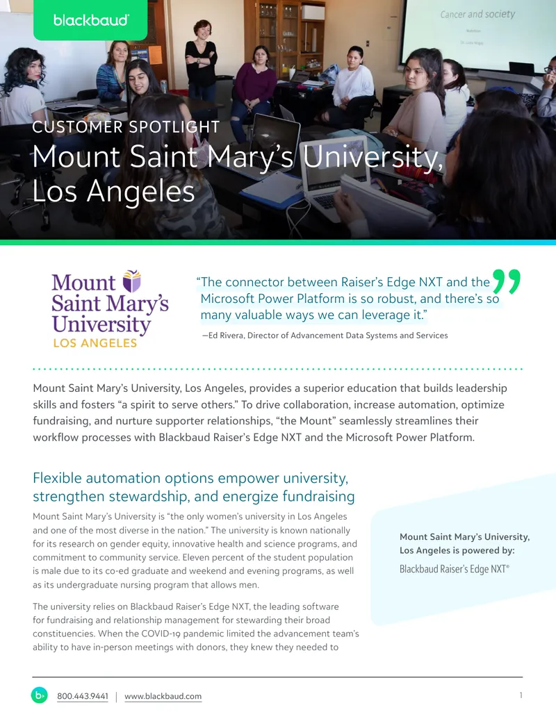 Mount Saint Mary’s University Fundraising Automation Case Study