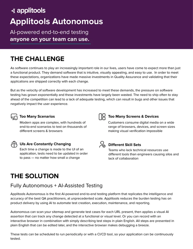 Applitools Autonomous AI-Powered Testing Solution